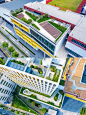 华中师大附属龙园学校

结合建筑的基本功能，打造不同类型的和功能的屋顶花园：教职工花园、阅读花园、农场花园、半户外活动空间。给学生和老师提供更多亲近大自然的机会，可用来户外学习、实践、休闲、和玩耍……

屋顶结合农作物为学生们提供课后学习和实践的空间，将观赏性蔬菜作为主要的景观植物，孩子们在这里可以实地接触农作物的生长，亲自动手参与种植栽培，寓教于乐。所生产的有机农作物供学生、学校餐厅使用。在此处，漫步、玩耍、相遇、交流与讨论，使学习成为一种富有乐趣的生活方式。