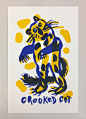 Crooked Cat : Two-color silkscreen poster, size 15x22", edition of 14.