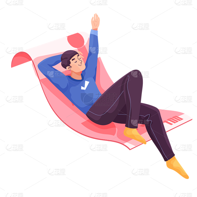 手绘-金融理财主题贴纸-躺着的男人_画板...