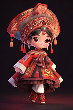 民族少数民族苗族女子苗族姑娘少女人物模型