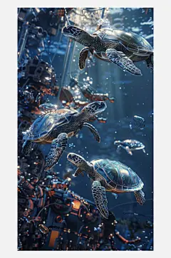 数字艺术海龟插画海龟-众图网