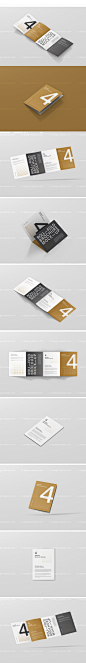 Roll Fold Brochure Mockup 矩形四折页多角度样机展示效果 PSD-淘宝网