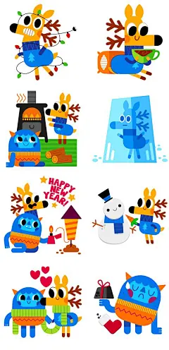 Deer &amp; Yeti - Social messenger app stickers on Behance