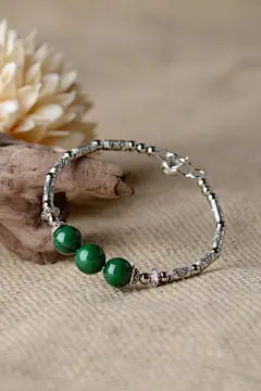 韩版,礼物,手链,闺蜜,民族风,银饰,简约，森系复古镂空天然玛瑙苗银手镯