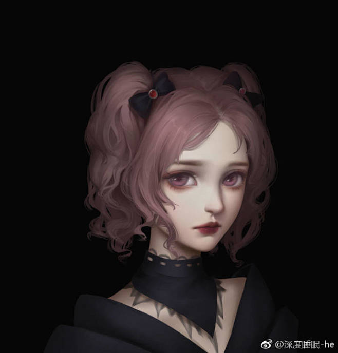 女头像，厚涂，双马尾