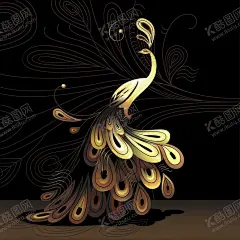 矢量孔雀 【酷图网】卡通,孔雀,插画,炫丽,动物,手绘,矢量图