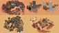 This is a collection of the first sketches of the project to get an overview of what I wanted to achieve and to figure out basic questions like if the rocks should be lighter or darker than the sand.
