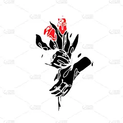手捧鲜花的插图