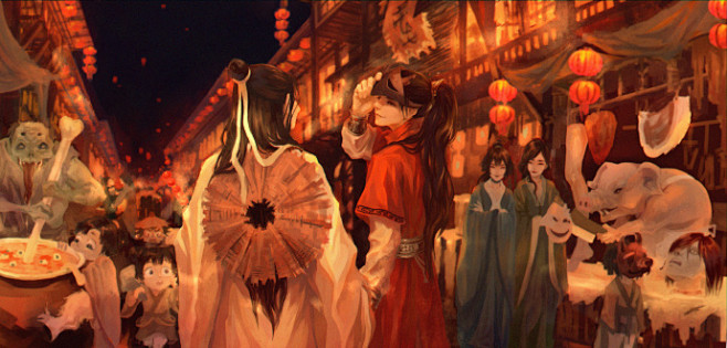 天官赐福逛鬼市过年了喜庆点发出来糊得脸都看不清了67676767