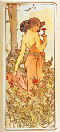 Page: Carnation    Artist: Alphonse Mucha    Style: Art Nouveau (Modern)    Genre: portrait    Tags: flowers-and-plants, female-portraits