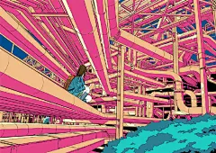 #全球插画师#  日本插画师 田中寛崇 插画作品，空间感很强的 ​​​​