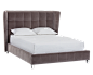 Cadam Bed King : This contoured wing back bed from our Club Collection exudes contem- porary elegance. Stocked in a giotto grey velvet-like fabric with panelled stitching and st