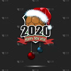 happy new year 2020 and handball ball in santa hat