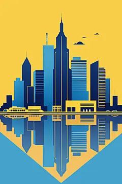 城市扁平风艺术插画