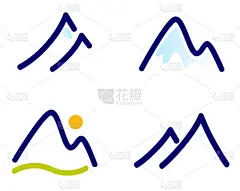 白雪皑皑的山区或丘陵图标设置隔离上白