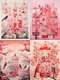 preseletulza_birds_in_cages_pinkredin_the_style_of_eclectic_mon_249ee8f7-fb3e-450e-bf37-f6afbb2d133f