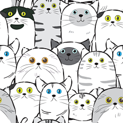 八月wwv采集到卡通猫图案花纹矢量图设计素材