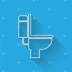 分离着色,白色,长阴影,抽水马桶,计算机图标,室内,轮廓,瓷器,直的,干净