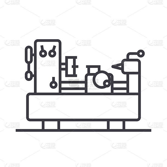 工业机器设备矢量线图标，标志，背景插图，可编辑的笔画