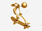 玩滑板的小金人 平面电商 创意素材