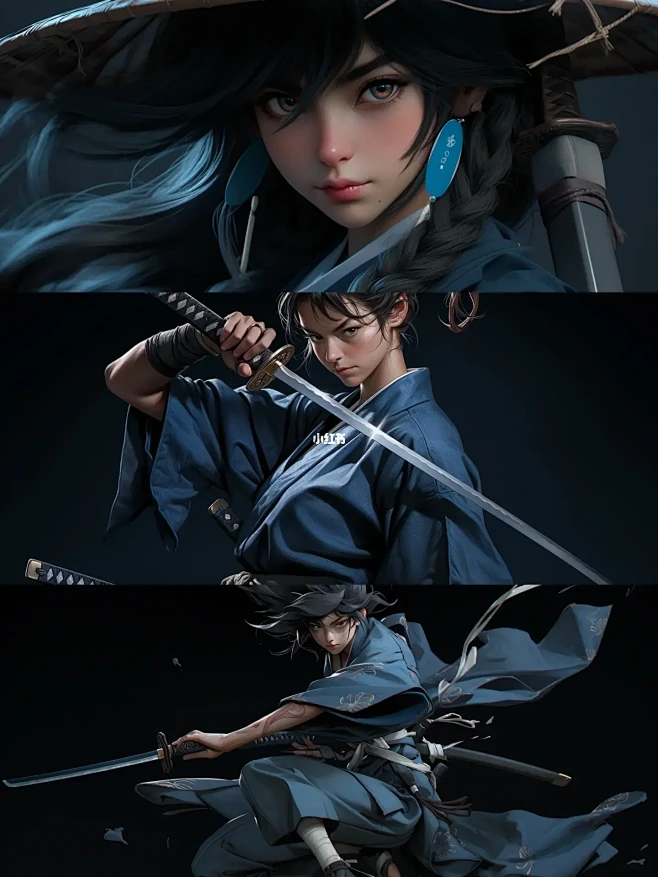 Ai 彩Midjourney 女武士 含咒语解析