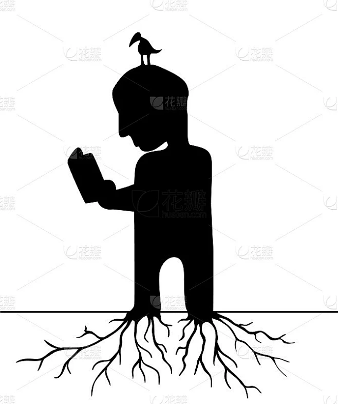 扎根读者剪影漫画素材-花瓣网