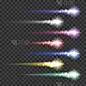 Light effect comets set vector illustration