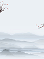 中国风复古水墨风山水画背景素材