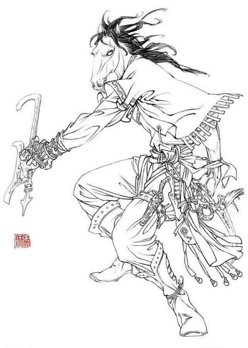 白描线稿之马面