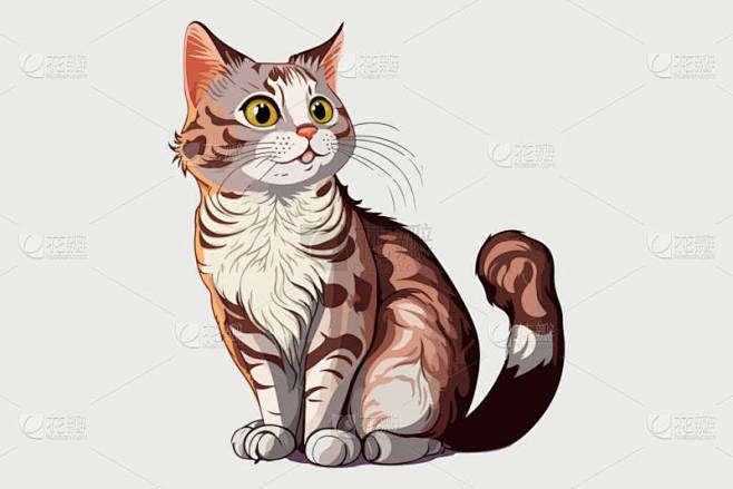 猫全身人品卡通矢量图解