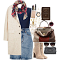 A fashion look from November 2015 featuring crop top, wool coat and denim skirt. Browse and shop related looks.