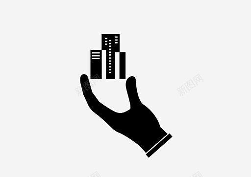 办公室手部建筑图标 平面电商 创意素材