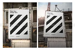 4款楼盘建筑工地施工宣传海报设计贴图ps样机素材场景展示效果模板