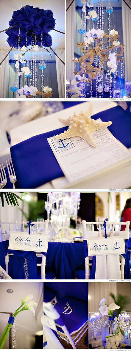 蓝色系的婚礼布置，色调简洁，喜欢吗~~