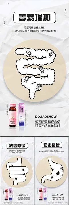 益生菌酵素减肥塑形轻体卡通手绘圈图海报-源文件下载