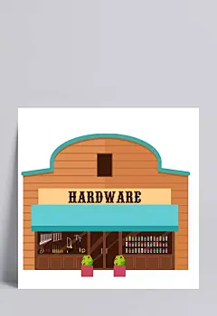 手绘卡通欧美风五金器具店|五金器具店,手绘商店店铺,店铺门面,房子,手绘房子