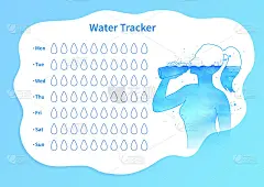 水追踪器模板与女性剪影