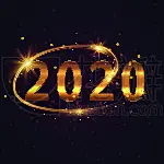 2020,黄金,数字,明亮,事件,贺卡,华贵,新年前夕,模板,背景