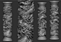 石雕龙柱 木雕精雕图STL格式3D打印灰度图精雕图四轴立体墓碑神龛-淘宝网