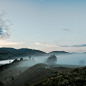 Silhouette of Trees and Mountain