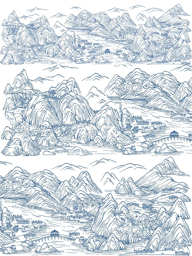 山水插画|千里江山|茶叶包装插画