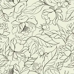 中国风传统荷花牡丹线描白描无缝背景纹理包装底纹素材 (7)