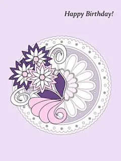 图源免费EPS |带有曼陀罗和涂鸦花朵的创意生日贺卡