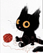 笔下的超萌小黑猫 画师： Dan Tvis
