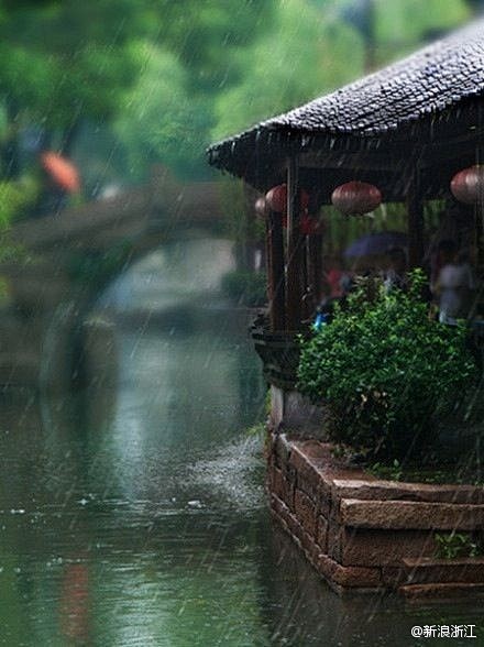 大雨中的杭州