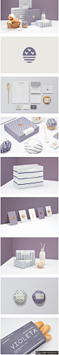 Violeta面包店品牌视觉设计 浅紫色创意面包店VI设计 浅紫色面包食品logo名片卡片VI@北坤人素材