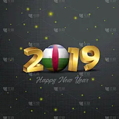 2019,中非共和国,新年前夕,华丽的,请柬,壁纸,模板,传统节日,问候