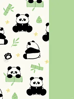 914｜ins绿色涂鸦可爱大熊猫与竹子手机壁纸_3_画渣清茶呀_来自小红书网页版