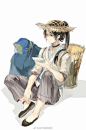 #天官赐福# #谢怜# 试画了一下外观，走朴实劳动人民捡破烂路线 ​​​​擅自背了竹筐2333用手提破烂多累啊至少给个筐（（点大图清晰度高点