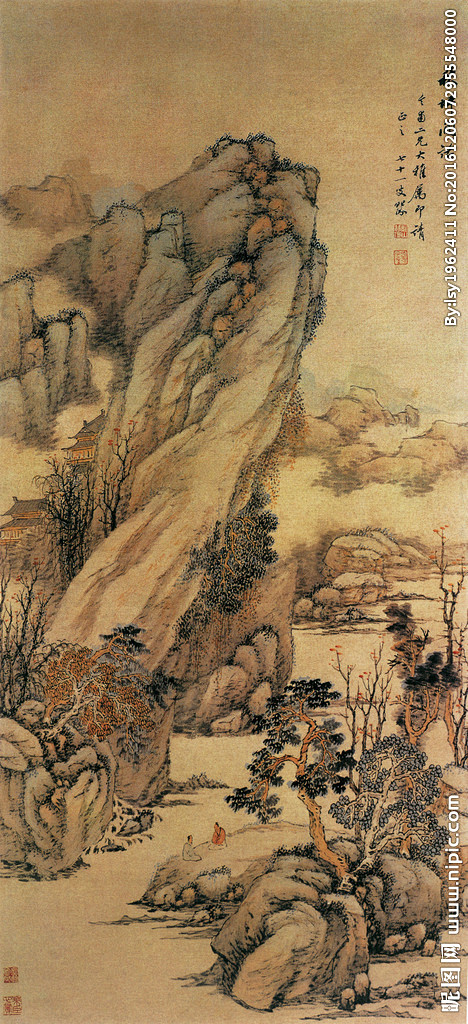 古代山水画中国元素画国画文化艺术绘画书法学国画国画中国画山水风景